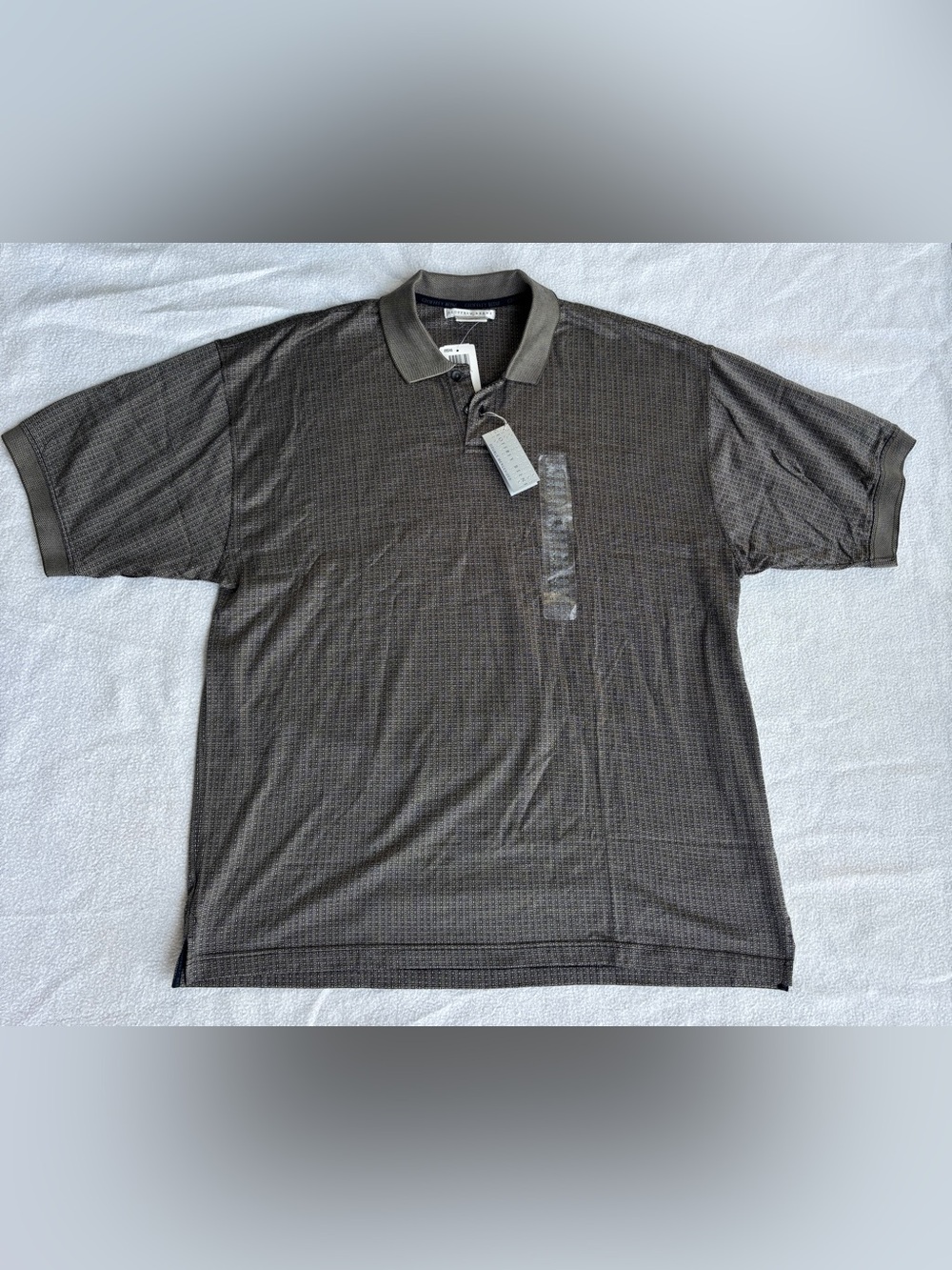 Geoffrey Beene Mens Polo Shirt XL Gray Textured Double Mercerized Cotton NWT